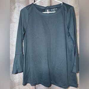 LOFT Women's Deep Teal Long Sleeve Top w/ Bell Sleeve Feature